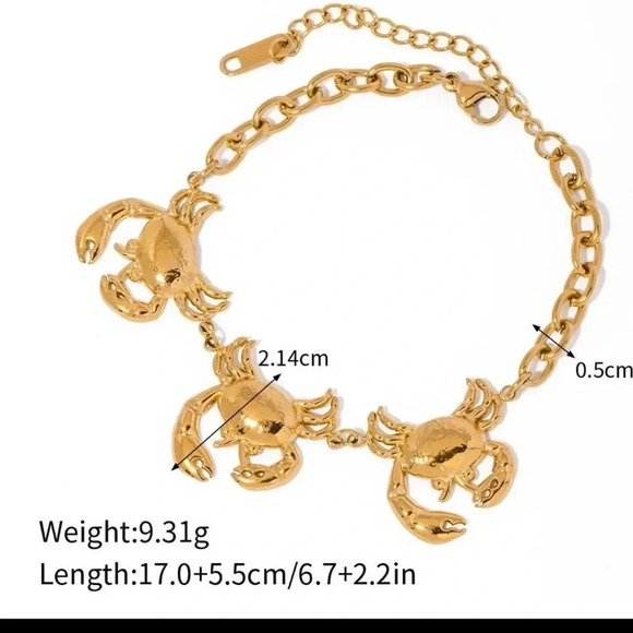 Anthropologie Crab 18K Gold Plated Stainless Steel Waterproof Bracelet - Picture 7 of 8